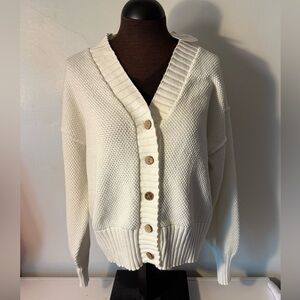 Cozy White Button-Up Sweater
